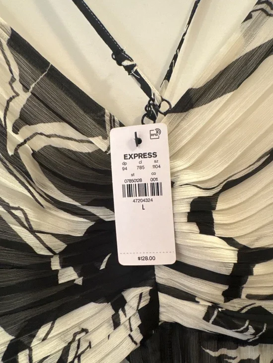 Express spaghetti strapped long black and white floral dress - Picture 3 of 3